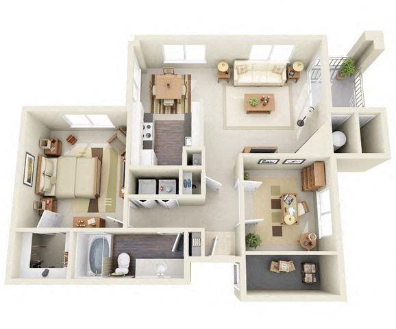 Seurat 1 Bedroom 1 Bathroom 3D Floor Plan Seurat 1 Bedroom 1 Bathroom 3D Floor Plan near Denver